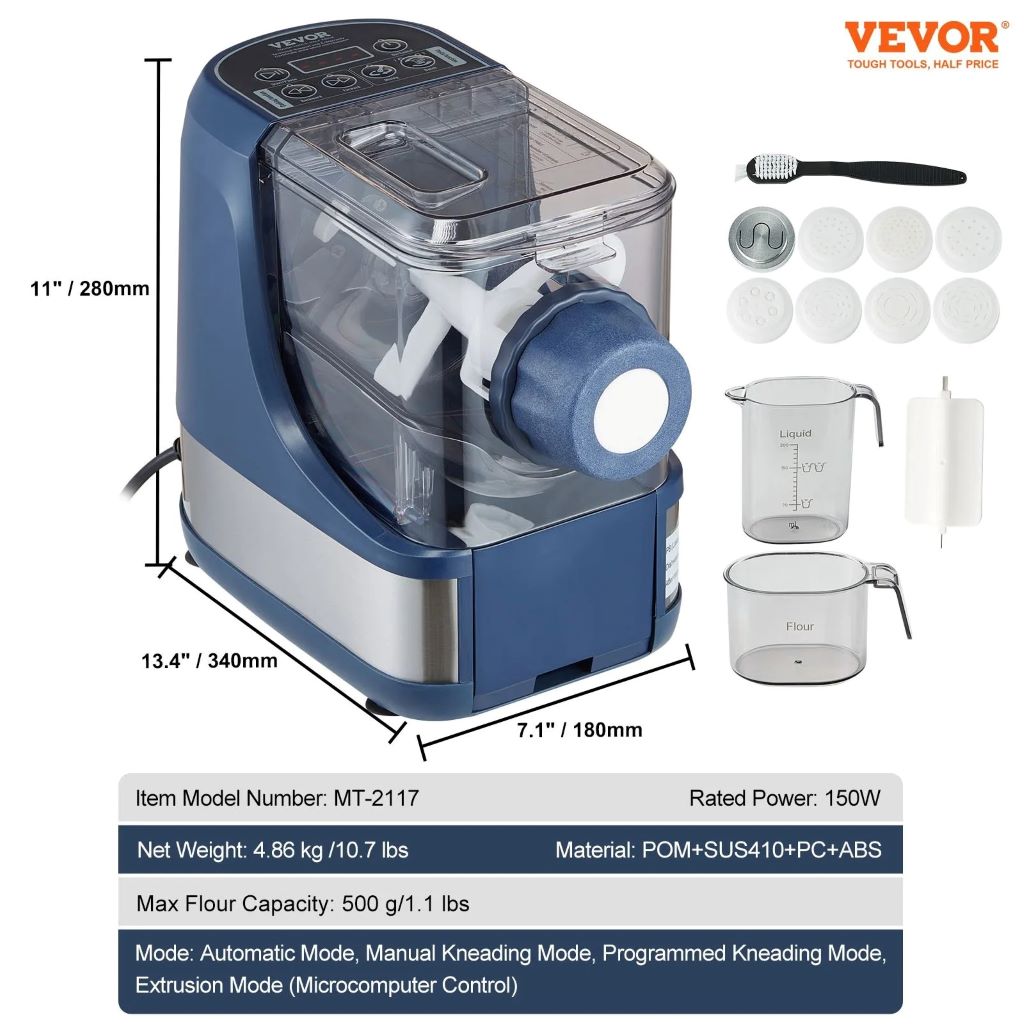 VEVOR automatic noodle maker making fresh pasta at home.